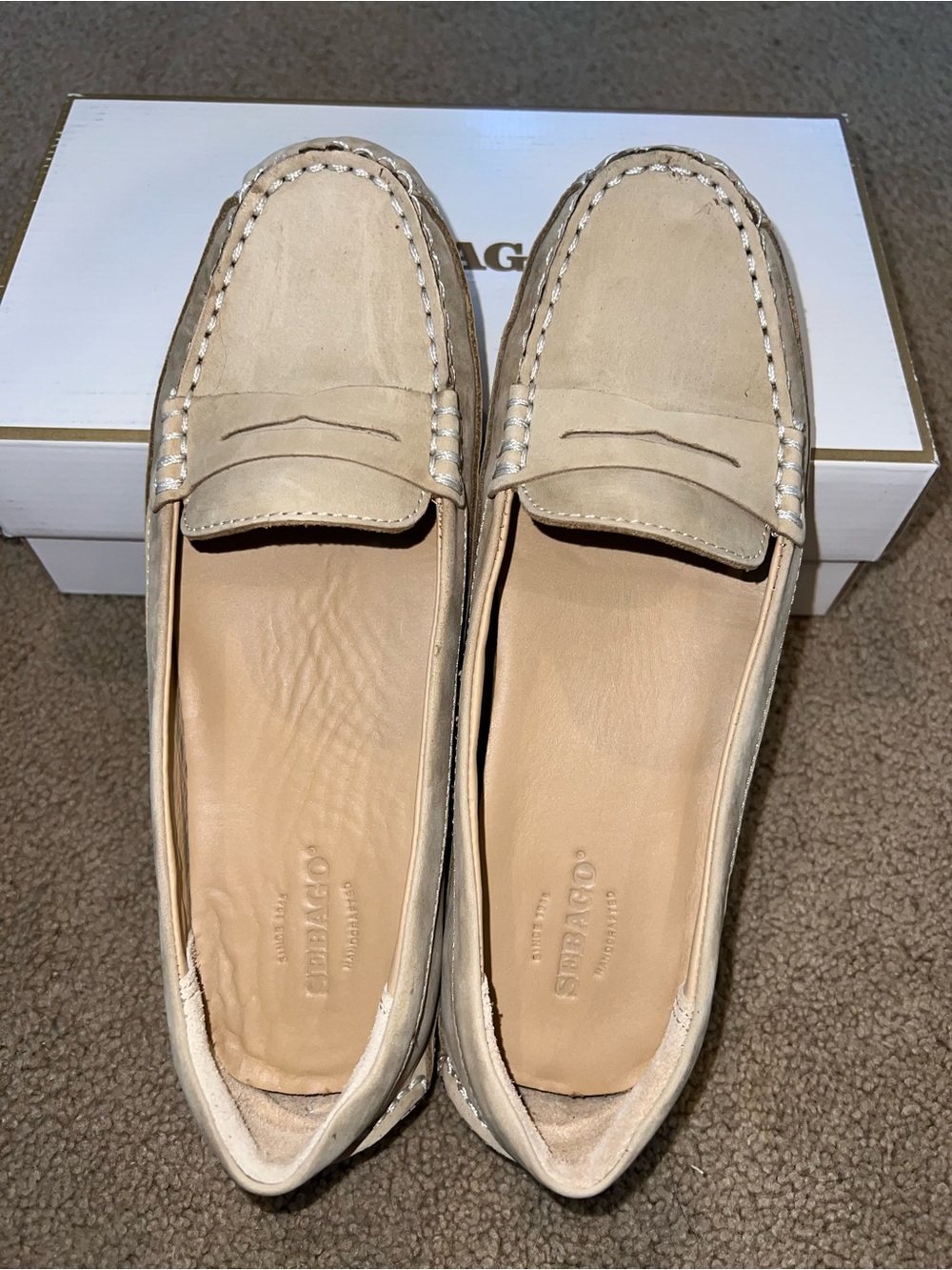 Women’s Sebago Kedge Penny Loafer Nubuck Leather Driver Moccasins – 7.5 Taupe - Picture 5 of 13